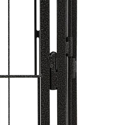 vidaXL 16-paneles fekete porszórt acél kutyakennel 100 x 50 cm