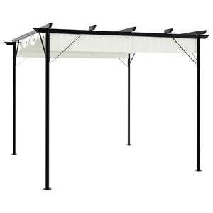 vidaXL feh&eacute;r-kr&eacute;msz&iacute;nű ac&eacute;lpergola beh&uacute;zhat&oacute; tetővel 3 x 3 m