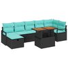 vidaXL Kerti Kanap&eacute; Szett 8 db Fekete polirattan