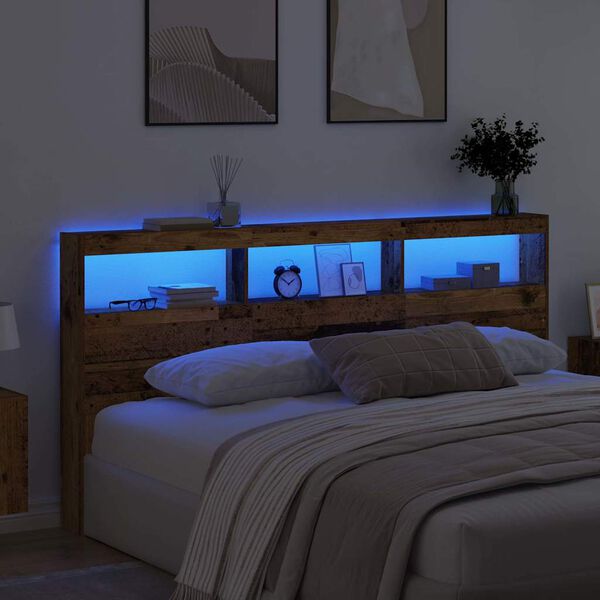 vidaXL Fejt&aacute;mla LED -es l&aacute;mp&aacute;kkal &Ouml;reg fa 200 x 17 x 102 cm Faanyag