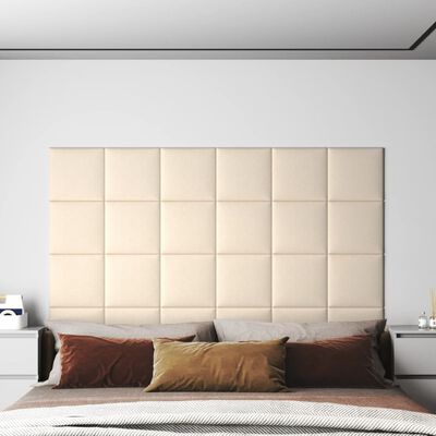 vidaXL 12 db krémszínű bársony fali panel 30 x 30 cm 1,08 m²