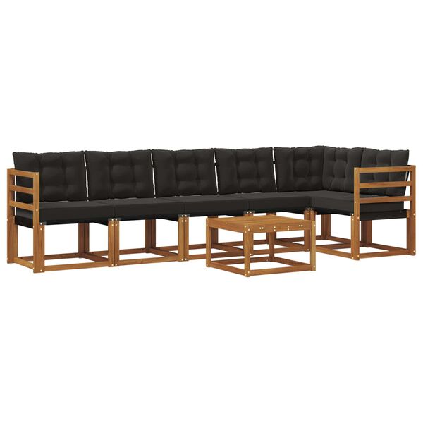 vidaXL K&uuml;lt&eacute;ri kanap&eacute; szett p&aacute;rn&aacute;val 7 pcs Term&eacute;szetes &eacute;s fekete