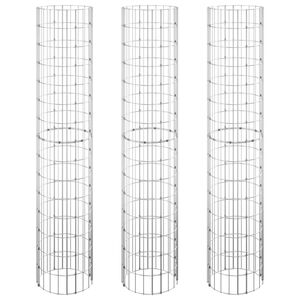 vidaXL 3 db k&ouml;r alak&uacute; horganyzott ac&eacute;l gabion magas&aacute;gy&aacute;s &Oslash;30 x 150 cm