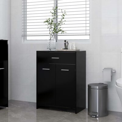 vidaXL fekete forgácslap fürdőszobaszekrény 60 x 33 x 80 cm