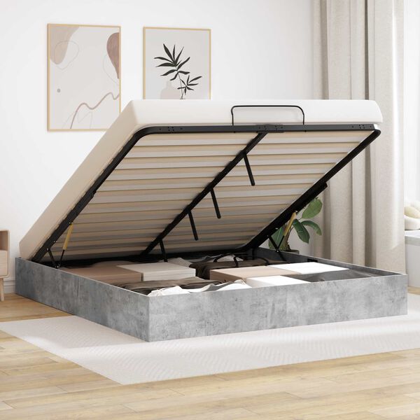 vidaXL Ottom&aacute;n &Aacute;gykeret t&aacute;rol&oacute;val Beton Sz&uuml;rke 160 x 200 cm M&eacute;rn&ouml;ki fa