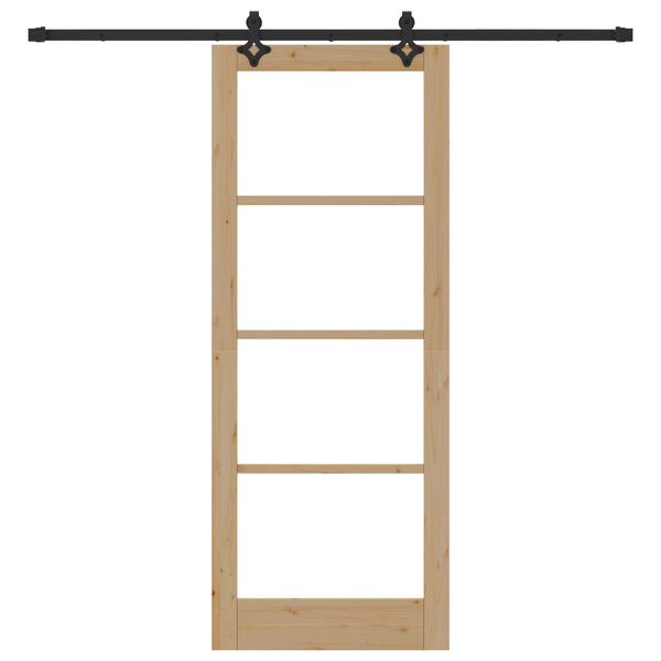 vidaXL Cs&uacute;sz&oacute; ajt&oacute; Term&eacute;szetes 83 x 211 cm T&ouml;m&ouml;r fenyőfa &eacute;s &uuml;veg