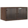 vidaXL 2 db barna t&ouml;lgy sz&iacute;nű faliszekr&eacute;ny &uuml;vegajt&oacute;kkal 68,5x37x35 cm