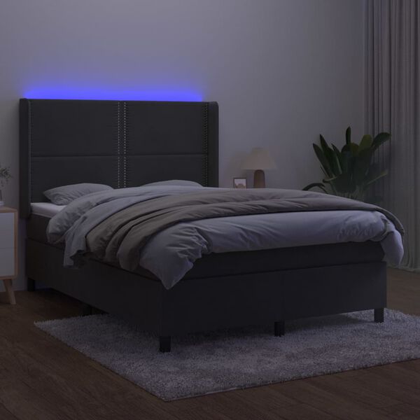 vidaXL s&ouml;t&eacute;tsz&uuml;rke b&aacute;rsony rug&oacute;s &eacute;s LED-es &aacute;gy matraccal 140x190 cm