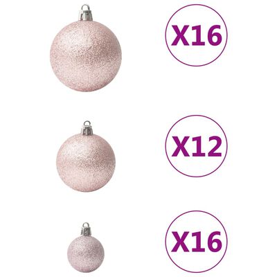 vidaXL 100 darabos rózsaszín karácsonyi gömbkészlet