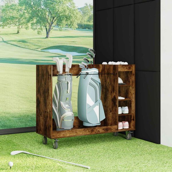 vidaXL Golf Szekr&eacute;ny ker&eacute;kkel Egysz&iacute;nű F&uuml;st&ouml;lt t&ouml;lgy 120 x 45 x 98 cm
