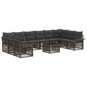 vidaXL Kerti Kanap&eacute; Szett 11 pcs Sz&uuml;rke polirattan
