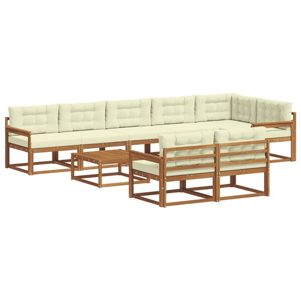 vidaXL K&uuml;lt&eacute;ri kanap&eacute; szett p&aacute;rn&aacute;val 9 pcs Term&eacute;szetes &eacute;s kr&eacute;msz&iacute;nű