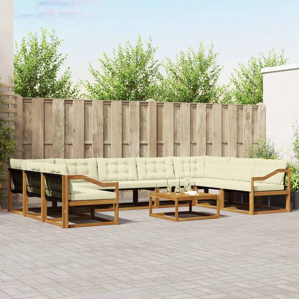 vidaXL K&uuml;lt&eacute;ri kanap&eacute; szett p&aacute;rn&aacute;val 10 pcs Term&eacute;szetes &eacute;s kr&eacute;msz&iacute;nű