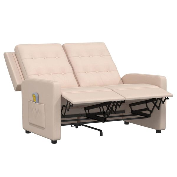 vidaXL 2 személyes krém szövet dönthető masszázsfotel