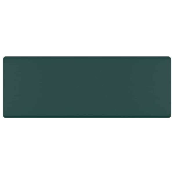 vidaXL négyszög alakú matt sötétzöld kerámia mosdókagyló túlfolyóval 41 x 41 cm