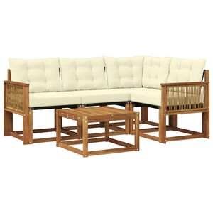 vidaXL K&uuml;lt&eacute;ri kanap&eacute; szett p&aacute;rn&aacute;val 5 pcs Term&eacute;szetes &eacute;s kr&eacute;msz&iacute;nű