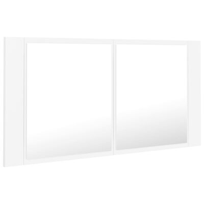 vidaXL fehér akril LED-es fürdőszobaszekrény tükörrel 90x12x45 cm