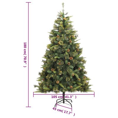 vidaXL csuklópántos műkarácsonyfa tobozzal 180 cm