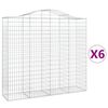 vidaXL 6 db íves horganyzott vas gabion kosár 200x50x180/200 cm
