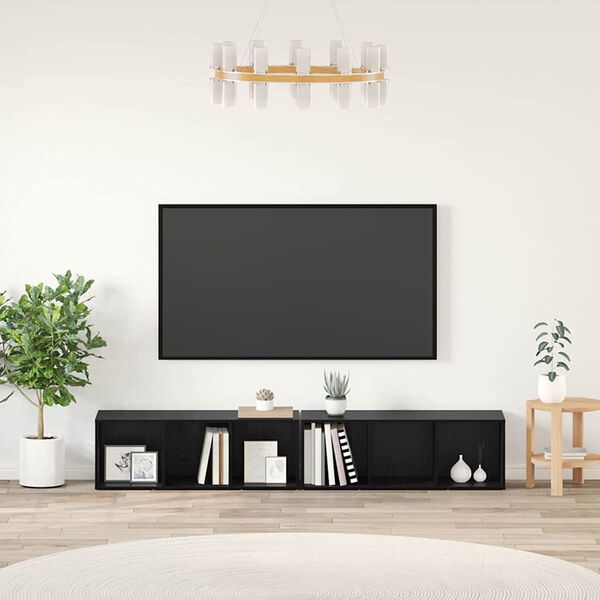 vidaXL TV szekr&eacute;ny garnit&uacute;ra 2 pcs Fekete t&ouml;lgy 37 x 35 x 107cm