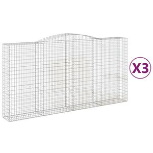 vidaXL 3 db &iacute;ves horganyzott vas gabion kos&aacute;r 400x50x200/220 cm