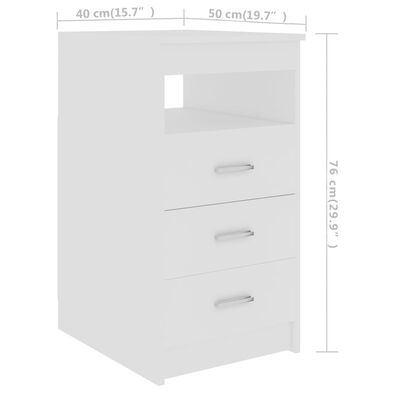 vidaXL fehér szerelt fa fiókos szekrény 40 x 50 x 76 cm