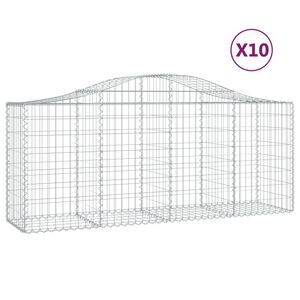 vidaXL 10 db &iacute;ves horganyzott vas gabion kos&aacute;r 200x50x80/100 cm