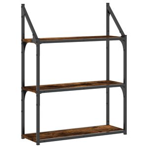 vidaXL 3 szintes f&uuml;st&ouml;s t&ouml;lgy sz&iacute;nű szerelt fa falipolc 60x21x78,5 cm
