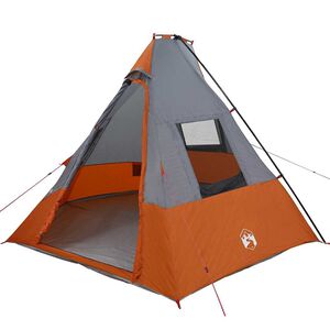 vidaXL Tipi s&aacute;tor 6 szem&eacute;lyes V&iacute;z&aacute;ll&oacute; Sz&uuml;rke &eacute;s narancs taft
