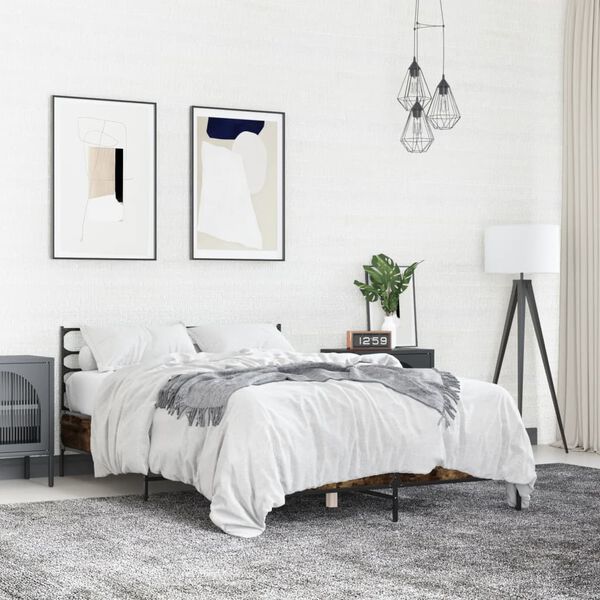 vidaXL f&uuml;st&ouml;s t&ouml;lgy sz&iacute;nű szerelt fa &eacute;s f&eacute;m &aacute;gykeret 120 x 190 cm