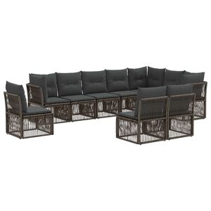 vidaXL Kerti Kanap&eacute; Szett 10 pcs Sz&uuml;rke polirattan