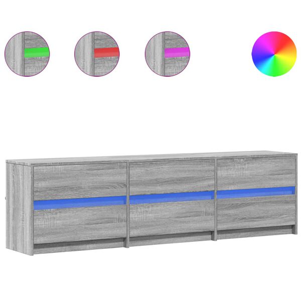 vidaXL szürke sonoma színű szerelt fa LED-es TV-szekrény 180x34x50 cm