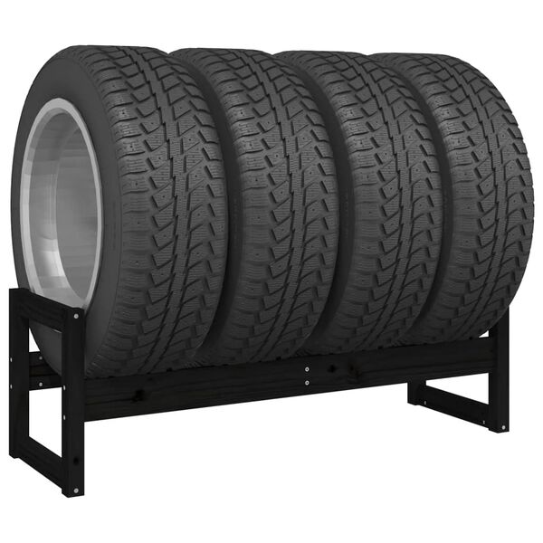 vidaXL fekete t&ouml;m&ouml;r fenyőfa gumiabroncstart&oacute; &aacute;llv&aacute;ny 120x40x40 cm