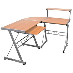 vidaXL Barna szerelt fa sarok sz&aacute;m&iacute;t&oacute;g&eacute;pasztal 132 x 112 x 99 cm