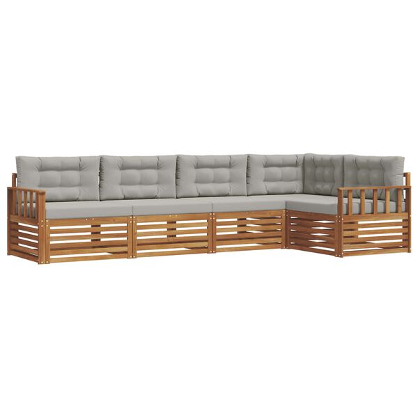 vidaXL K&uuml;lt&eacute;ri kanap&eacute; szett 5 pcs Term&eacute;szetes &eacute;s Vil&aacute;gossz&uuml;rke