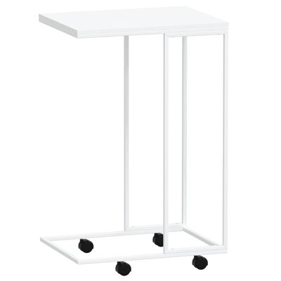 vidaXL fehér szerelt fa kisasztal kerekekkel 40 x 30 x 63,5 cm