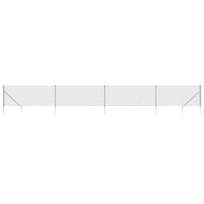 vidaXL ezüstszínű drótkerítés cövekekkel 0,8 x 10 m