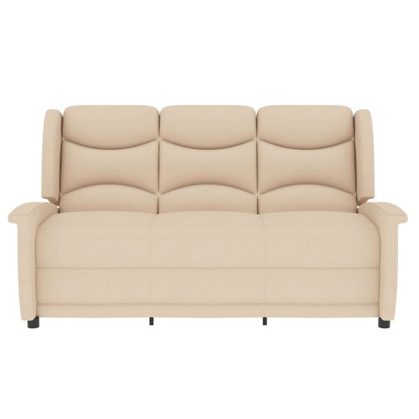 vidaXL 3 személyes krém szövet dönthető masszázsfotel