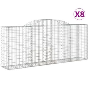 vidaXL 8 db &iacute;ves horganyzott vas gabion kos&aacute;r 300x50x120/140 cm