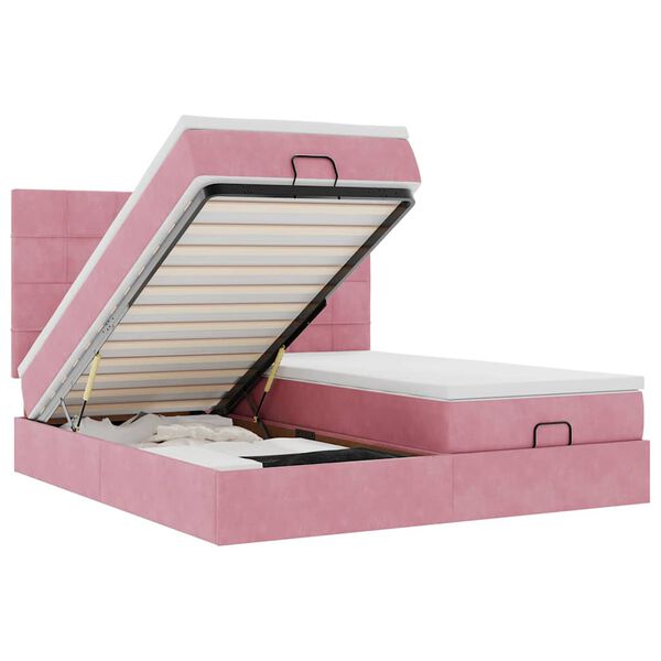 vidaXL Ottom&aacute;n &aacute;gykeret matracokkal r&oacute;zsasz&iacute;n 160x200cm b&aacute;rsony