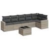 vidaXL 7 r&eacute;szes vil&aacute;gossz&uuml;rke polyrattan kerti &uuml;lőgarnit&uacute;ra p&aacute;rn&aacute;kkal