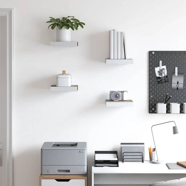 vidaXL 4 db t&ouml;lgysz&iacute;nű &eacute;s feh&eacute;r MDF lebegő fali polc 23x23,5x3,8 cm