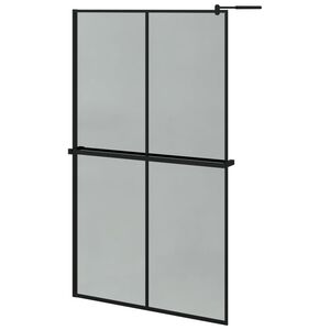 vidaXL fekete ESG &uuml;veg &eacute;s alum&iacute;nium zuhanyfal polccal 118 x 190 cm