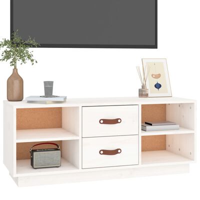vidaXL fehér tömör fenyőfa TV-szekrény 100x34x40 cm