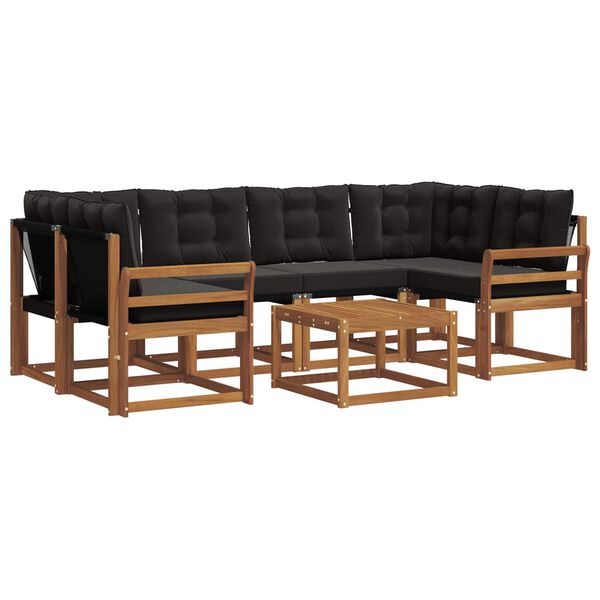 vidaXL K&uuml;lt&eacute;ri kanap&eacute; szett p&aacute;rn&aacute;val 7 pcs Term&eacute;szetes &eacute;s fekete