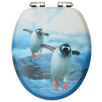vidaXL pingvinmintás MDF WC-ülőke lágyan csukódó fedéllel