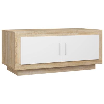 vidaXL fehér-sonoma színű szerelt fa dohányzóasztal 102 x 50 x 45 cm