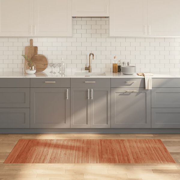 vidaXL n&eacute;gysz&ouml;gletű barna bambusz szőnyeg 80 x 200 cm