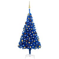 vidaXL kék PVC megvilágított műkarácsonyfa gömb szettel 150 cm