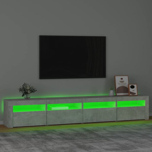 vidaXL betonszürke TV-szekrény LED-lámpákkal 240x35x40 cm